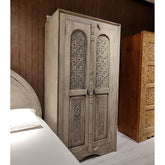 Indian Hand Carved Solid Wooden Cupboard Wardrobe D29